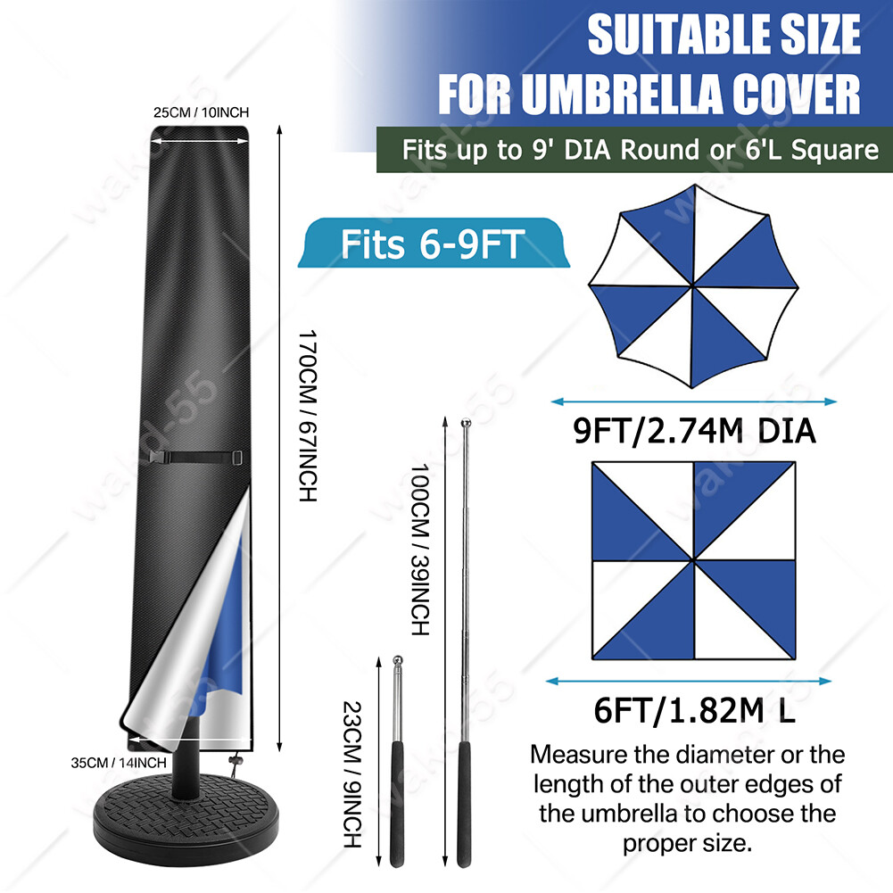 Patio Outdoor Umbrella Protective Canopy Parasol Cover fit 6' 8' 9' 11'FT Market