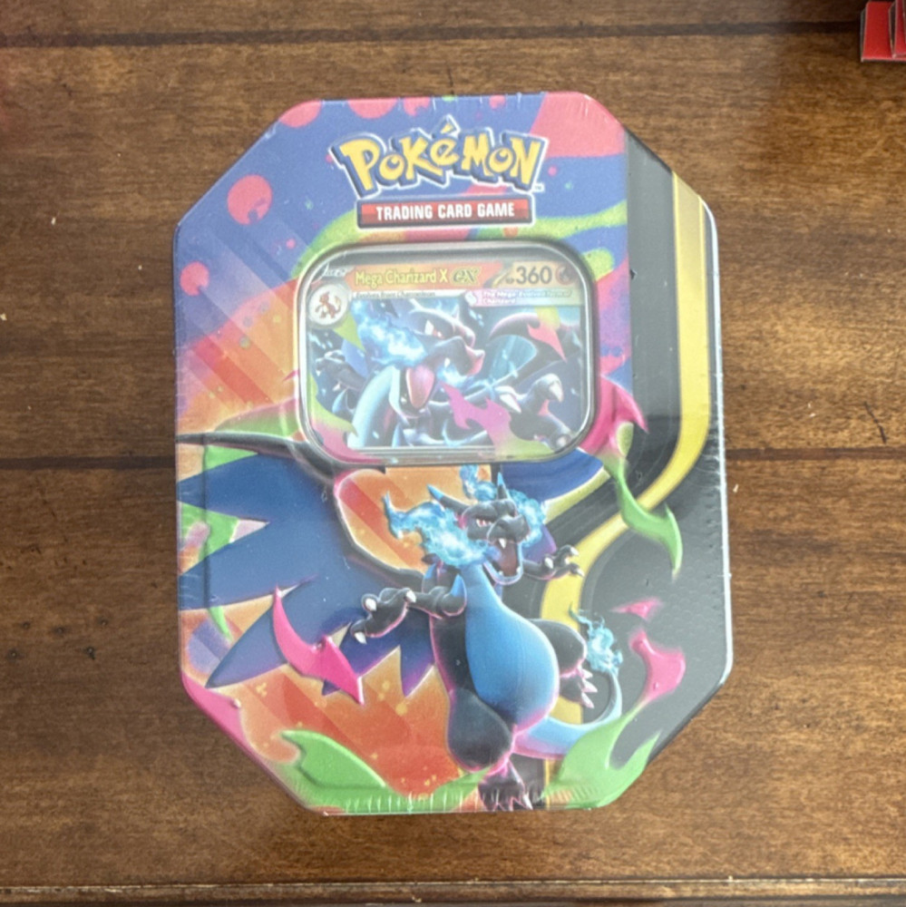 Pokémon Mega Charizard Tin Standard Card Storage Multicolor 2022