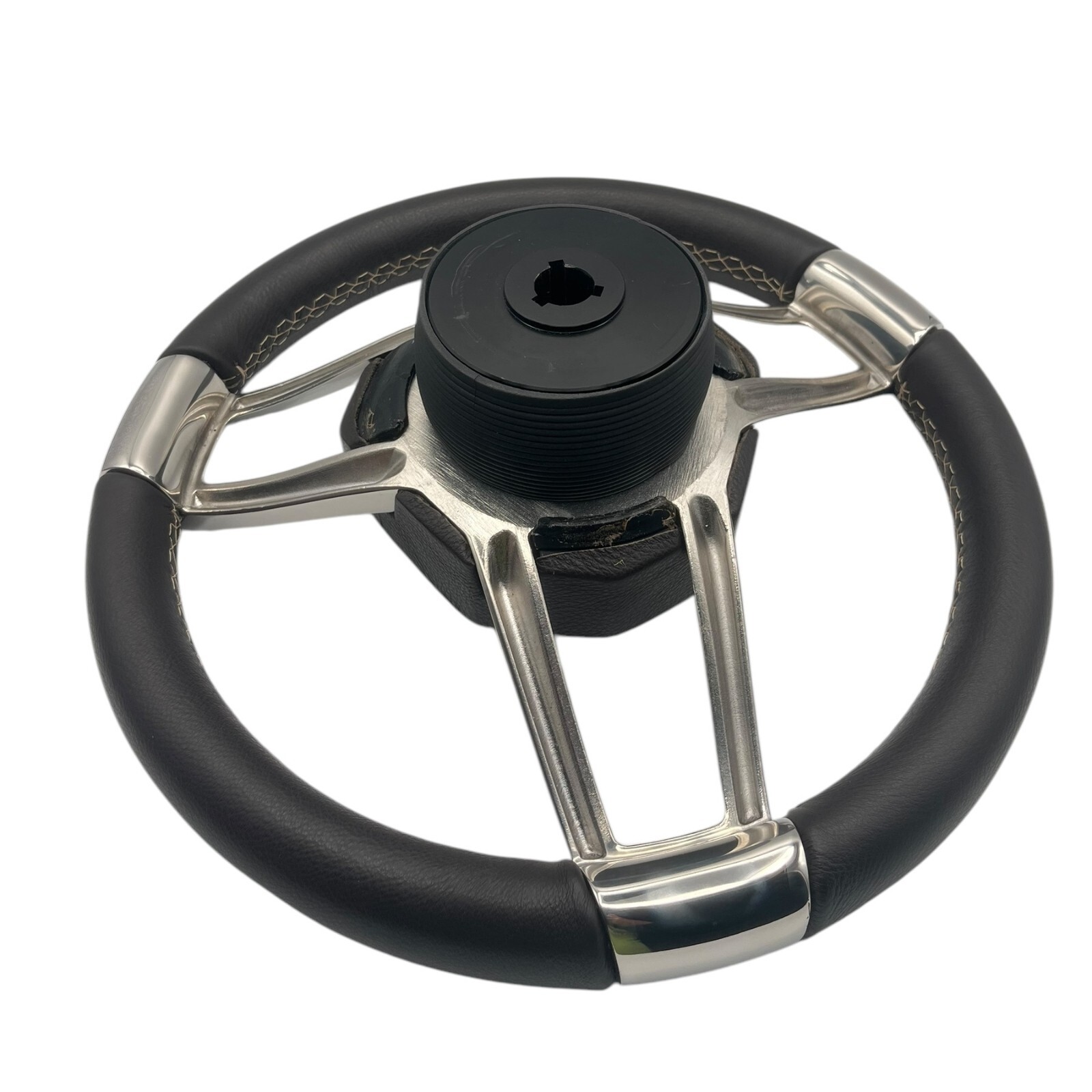 New Gussi Italia Boat Steering Wheel Polished Stainless Steel Spokes KEYED HUB