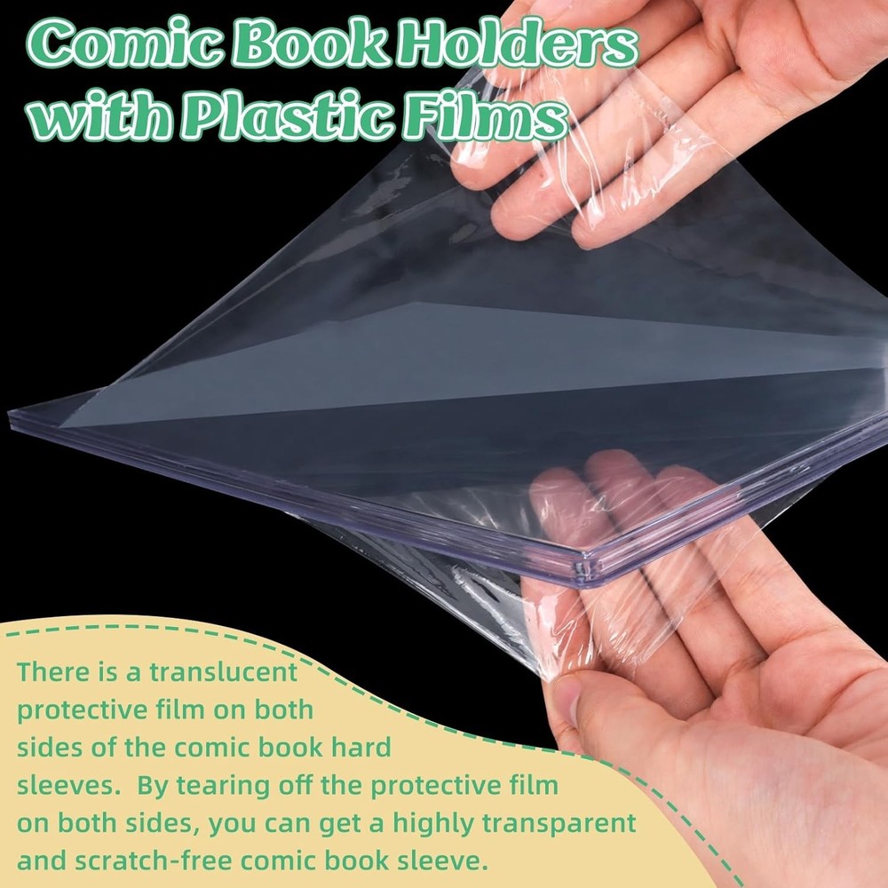 4 Pack Hard Plastic Comic Book Holders, Clear Comic Book Display Sleeves Prem...