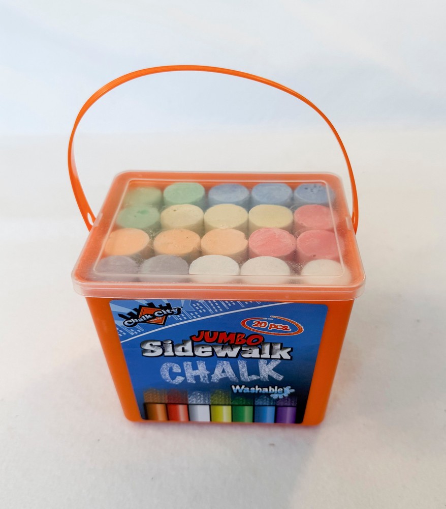 Jumbo Sidewalk Chalk - 20 Pieces in Storage Container