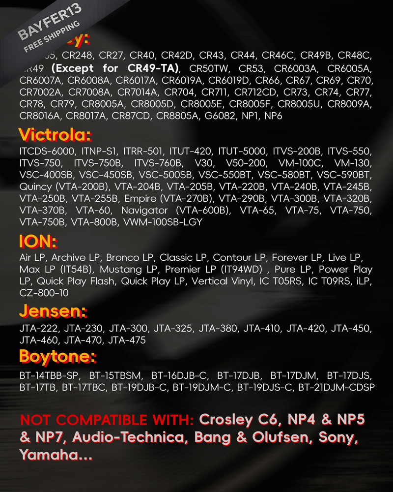 4 Pack Record Player Needles Replacement Compatible with Crosley, Victrola &...