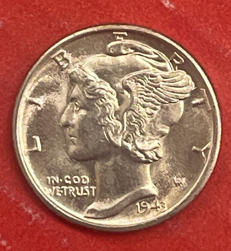 1943 D Mercury Silver Dime, Gem Uncirculated, FSB.
