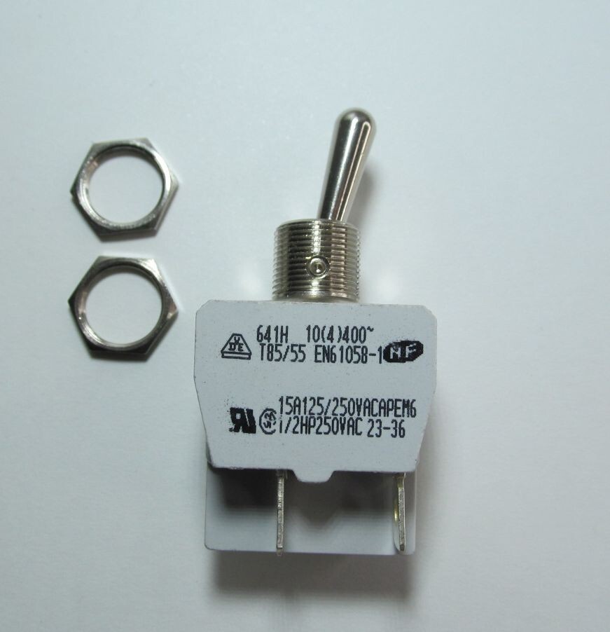 APEM 641H/2 PANEL MOUNT ON-OFF TOGGLE SWITCH DPST 15A 250-VAC WITH MOUNTING NUTS