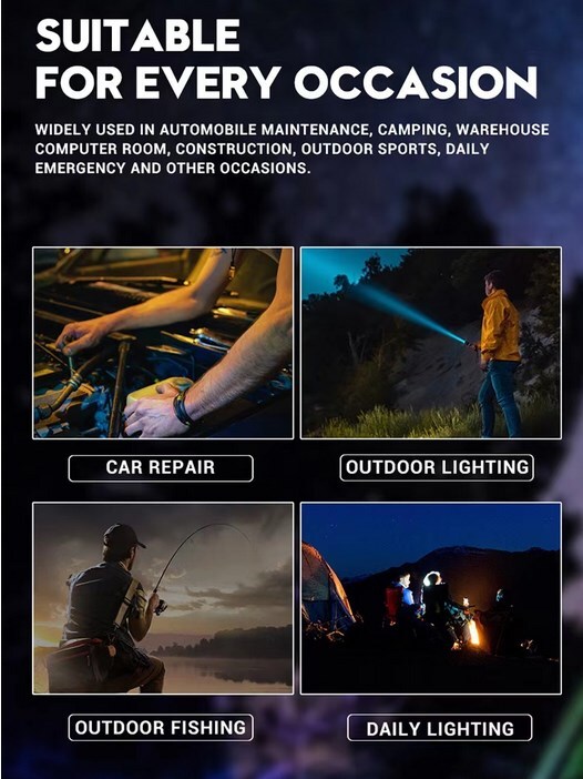 1000000 Lumens Rechargeable Super Bright LED Tactical Flashlight LED Work Light