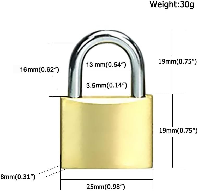 Solid Brass Same Keyed Padlock keyed Alike Locks of 25MM-12PACK, 25mm-12PACK