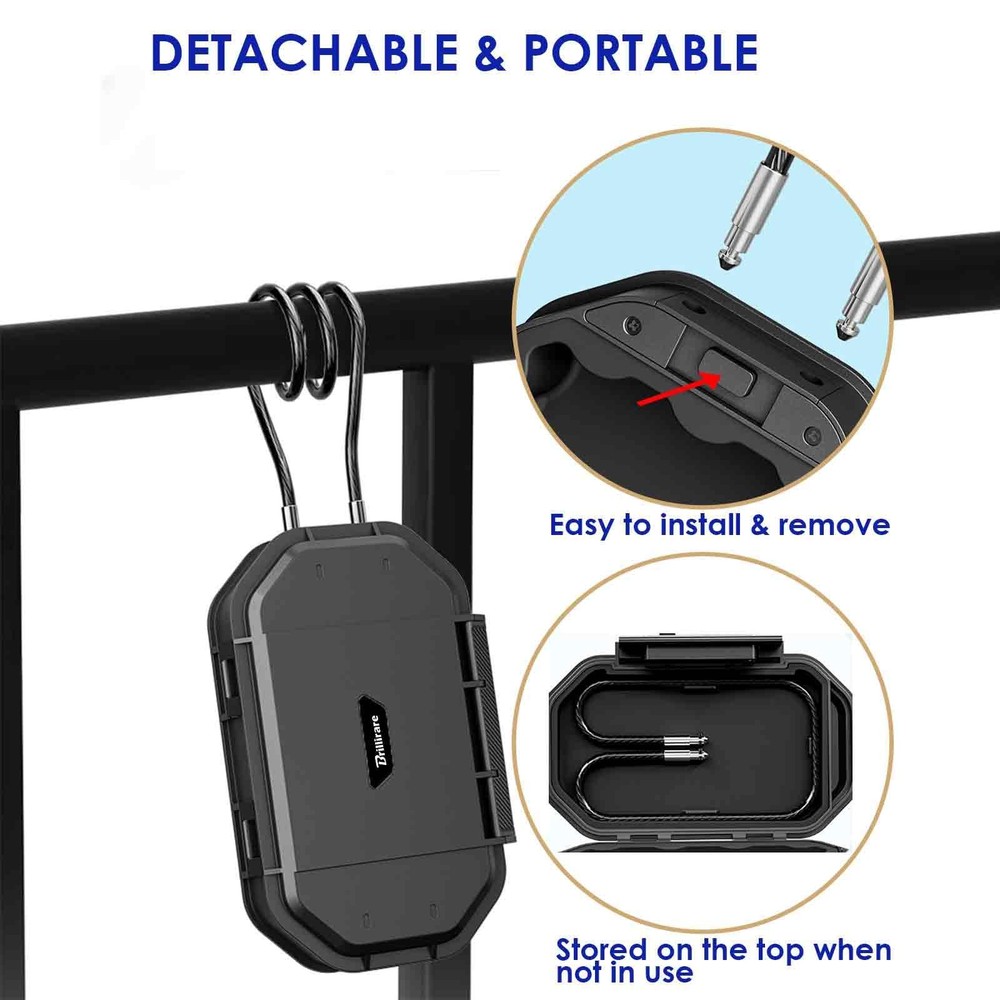 Waterproof Lock Box Portable 4-Digit Combination Safe Boxes with Removable Cable