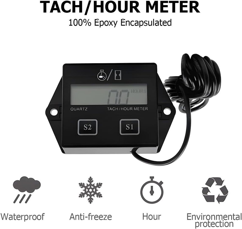 Tachometer,Car Accessories Small Engine Tachometer,Waterproof Inductive Tacho Ga