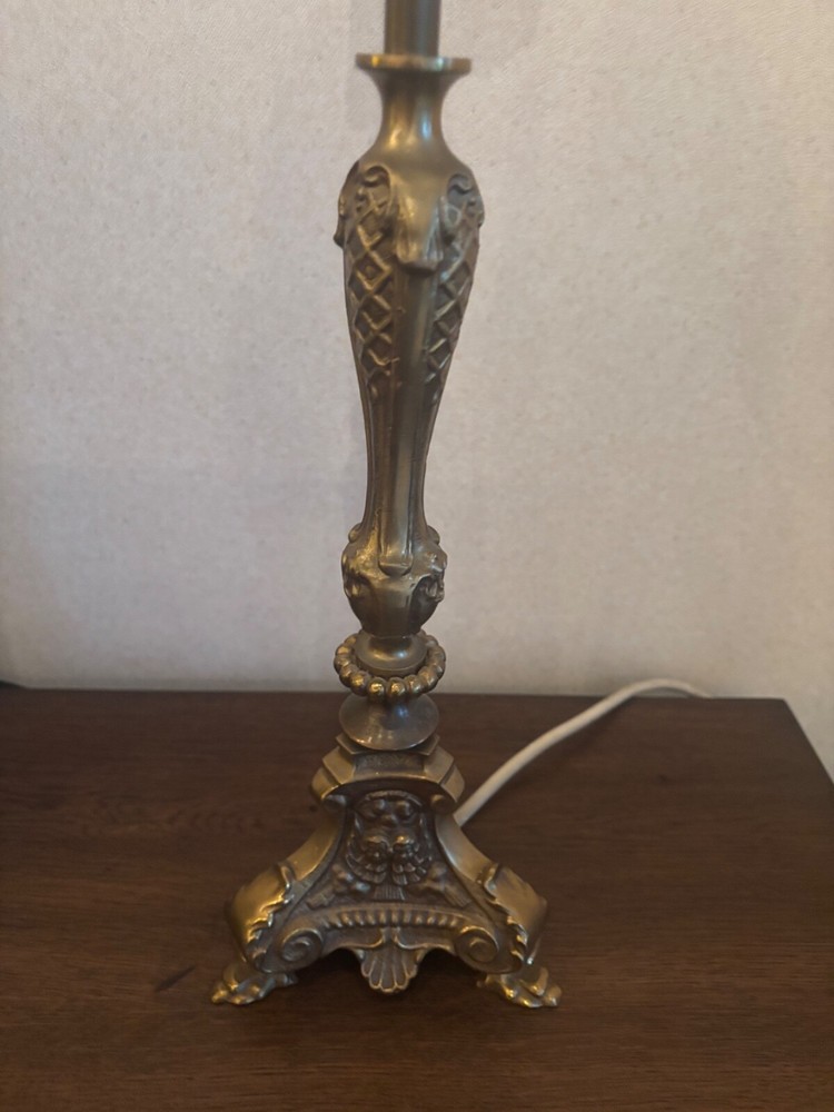 Vintage Brass Table Lamp Light 24” Tall
