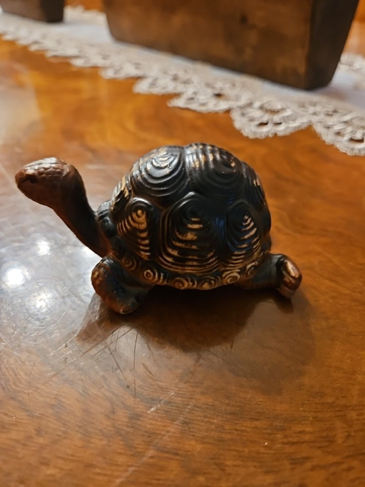 Vintage Japan Ceramic Turtle Figurine 4" X 2"