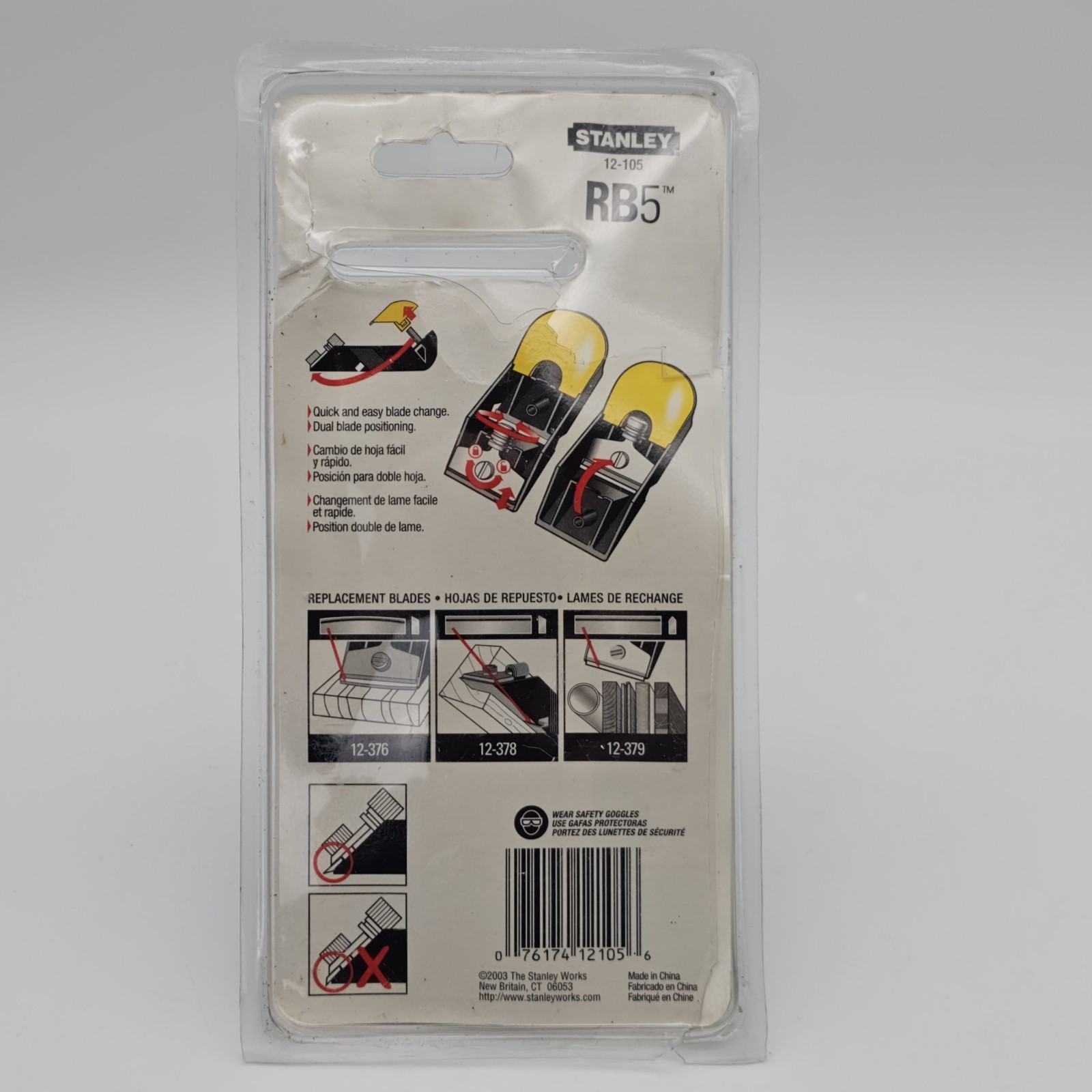 Stanley RB5 Block Plane No. 12-105 Adjustable Woodworking Hand Tool Carpenter