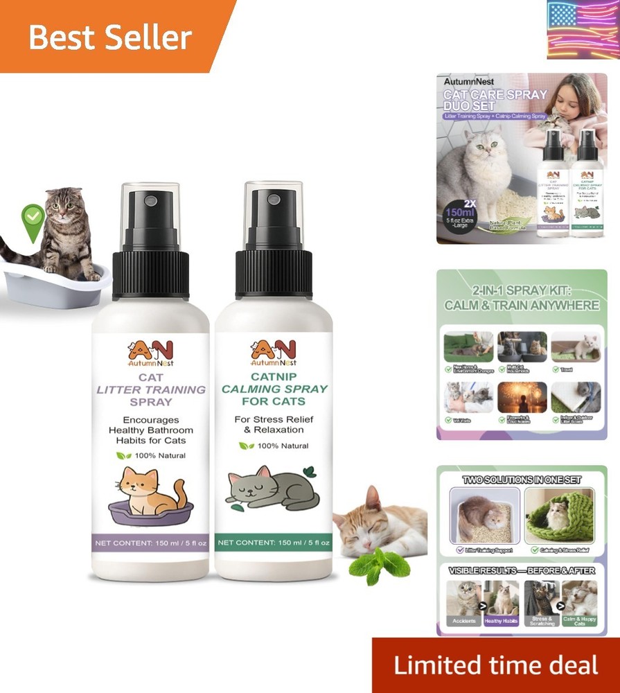 Cats Calming & Litter Training Spray Kit – 2-Pack 150ml Duo, Cat Training Spr...