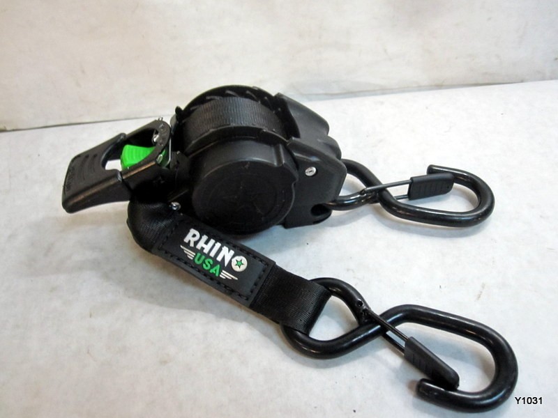 Rhino USA Single Black 1" x 10' Retractable Ratchet Strap Tie Down