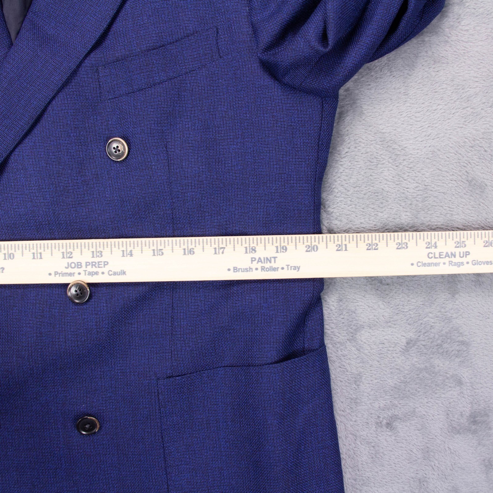 Saks Fifth Ave Silklight Mens 44R Blue Wool Silk Blend Double Breasted Blazer