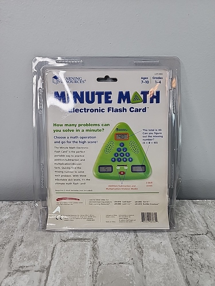 Learning Resources Minute Math Electronic Flash Card Ages 7-10 Grades 1-4. (a)