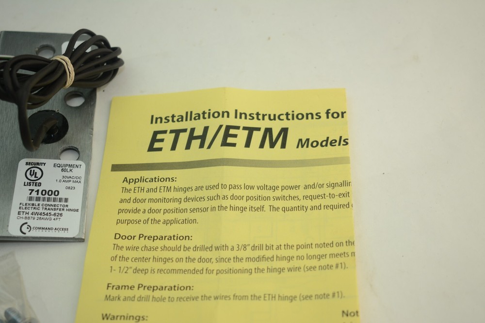 2pc Command Access ETH4W4545-626 Electric Transfer Hinge CH-BB79 4ft 71000