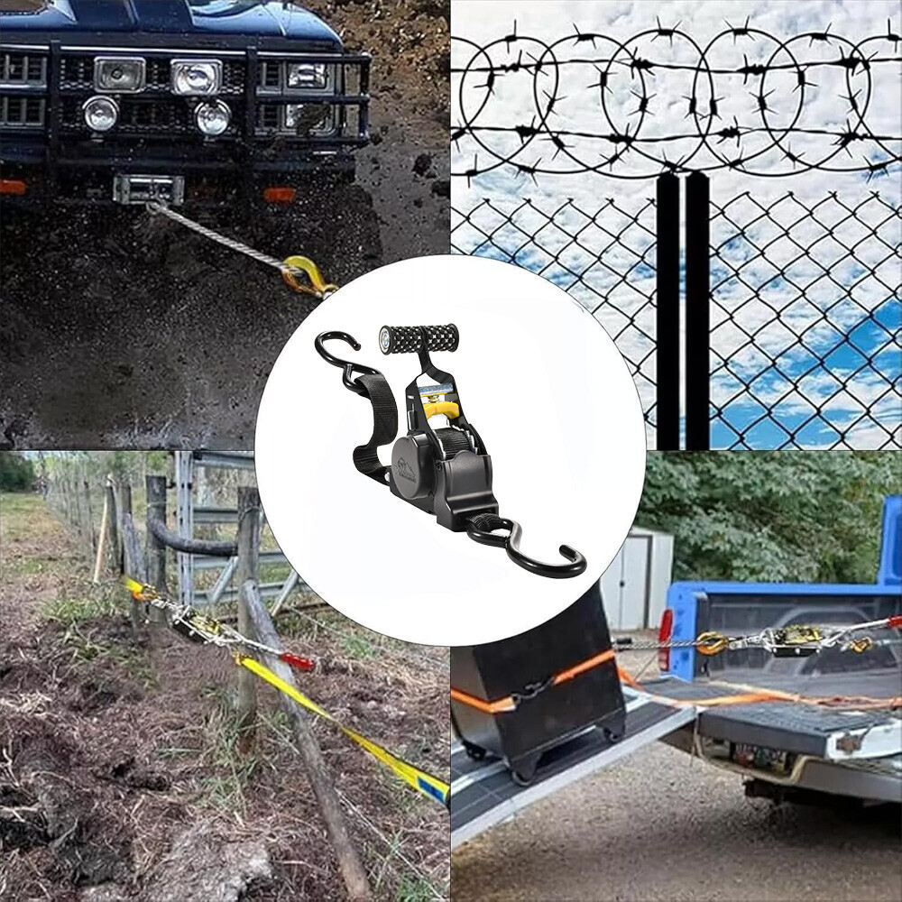 4 Pack Retractable Ratchet Tie-Down Straps 1500LBS Heavy-Duty for Boat, ATV, UTV