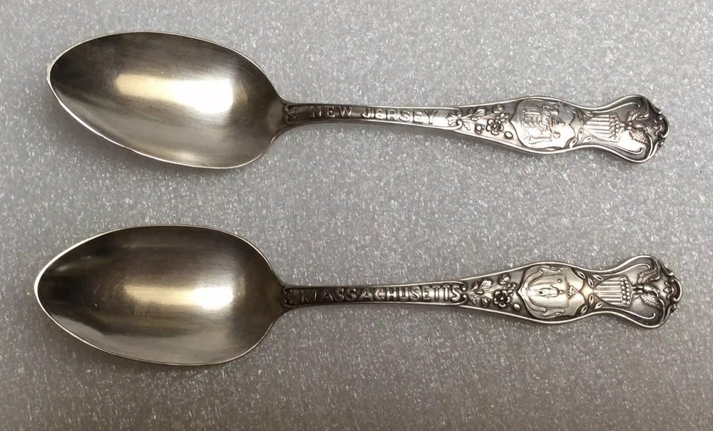 Oneida Community Silverplate New Jersey & Massachusetts State Teaspoons