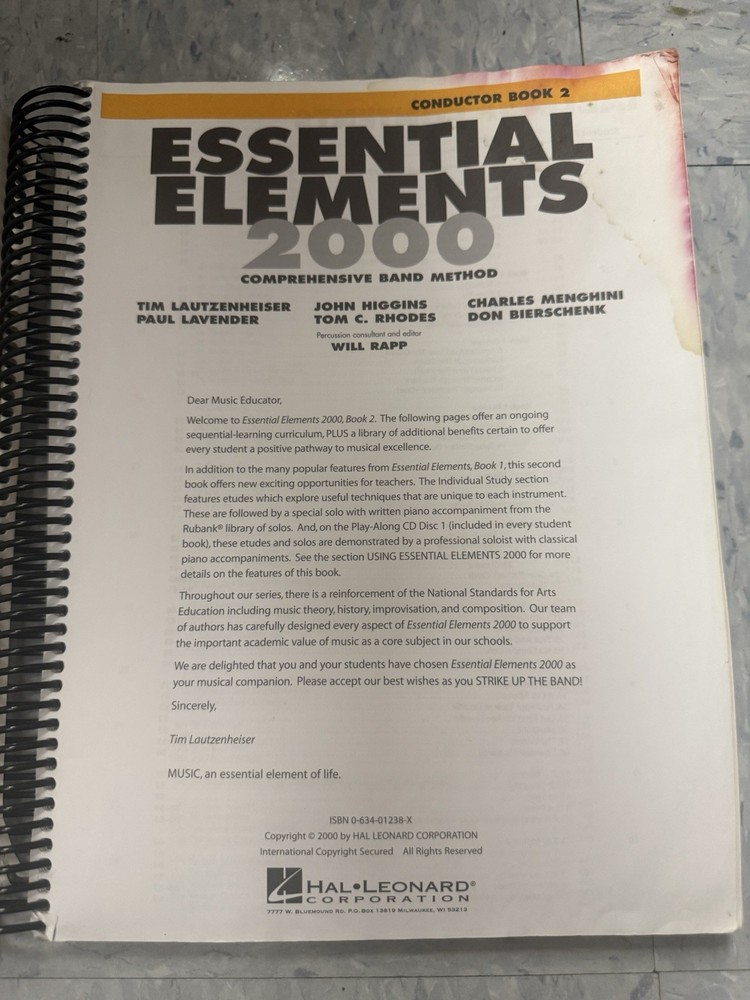 Essential Elements 2000: Comprehensive Band Method, Conductor Book 2