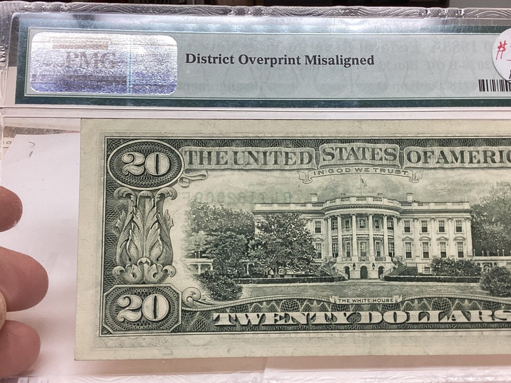$20 1988A PMG 53 Misalignment Error District Overprint Fr#2076-B