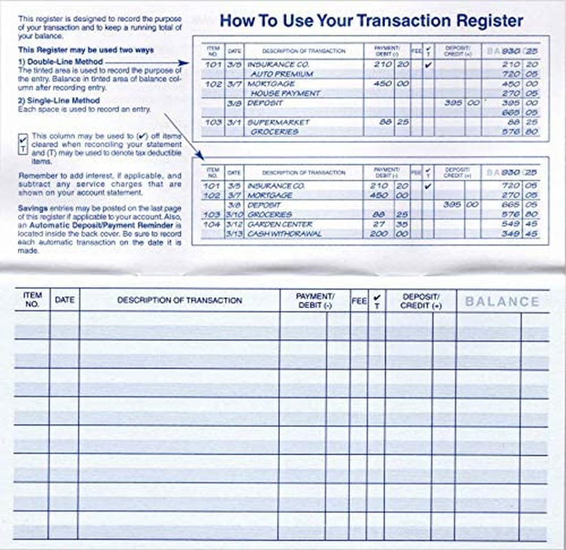 18 Pack Checkbook Registers Transaction Ledgers