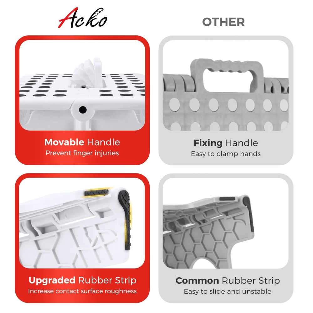 Folding Step Stool Foldable 16 Inch Stool 400 lbs CapacityPlastic Stools for ...