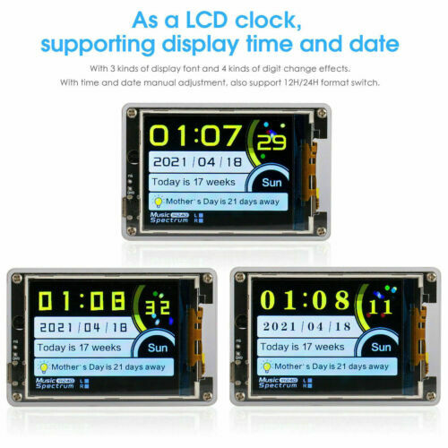 MIC LINE Sound Level Meter Clock Stereo Audio Display Music Spectrum Visualizer