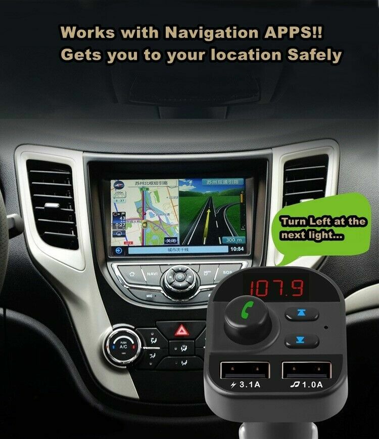 Bluetooth In-Car Wireless Adapter FM Transmitter MP3 Radio Car Kit 2 USB Charger