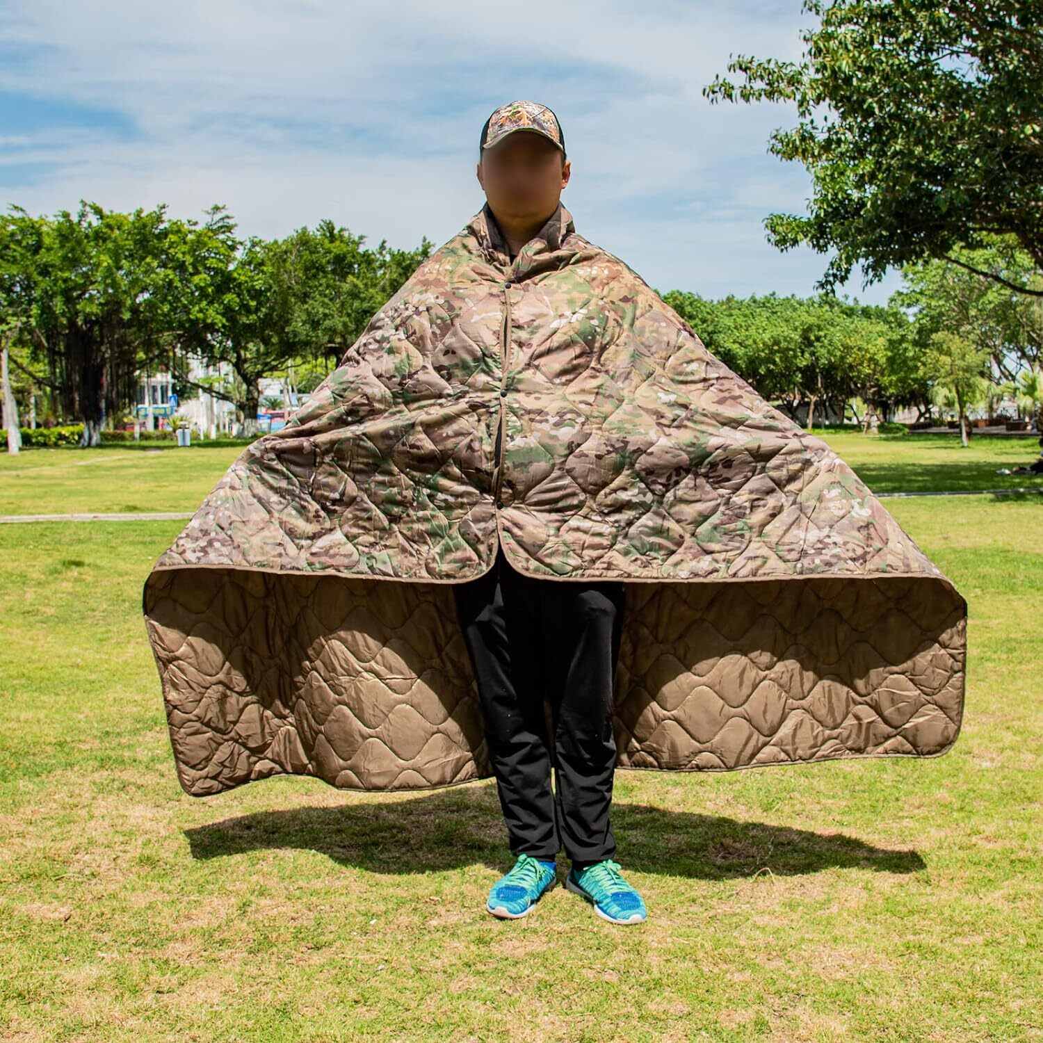 Camo Woobie Blanket Waterproof Poncho Liner for Outdoor Camping, Hiking, Hunting