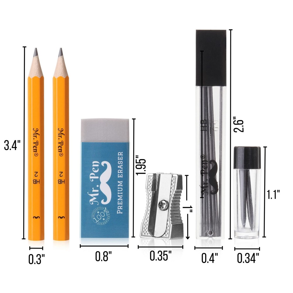 Mr. Pen- Professional Geometry Set, 15 pcs, Drafting Tools with Silver