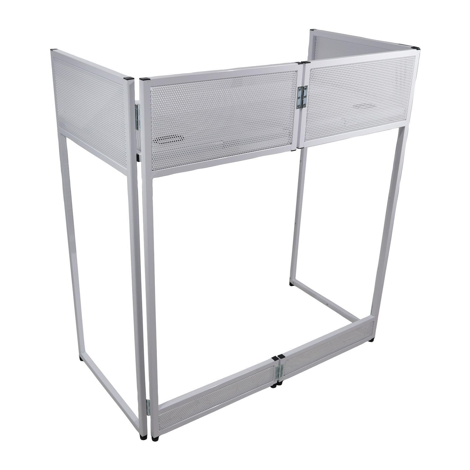 ProX XF-VISTA WH White Portable DJ Booth Facade Table Station w Scrim & Bag