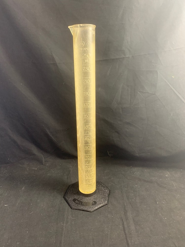 NALGENE Plastic 250mL Polypropylene Black Hexagon Base Graduated Cylinder 1/Pack