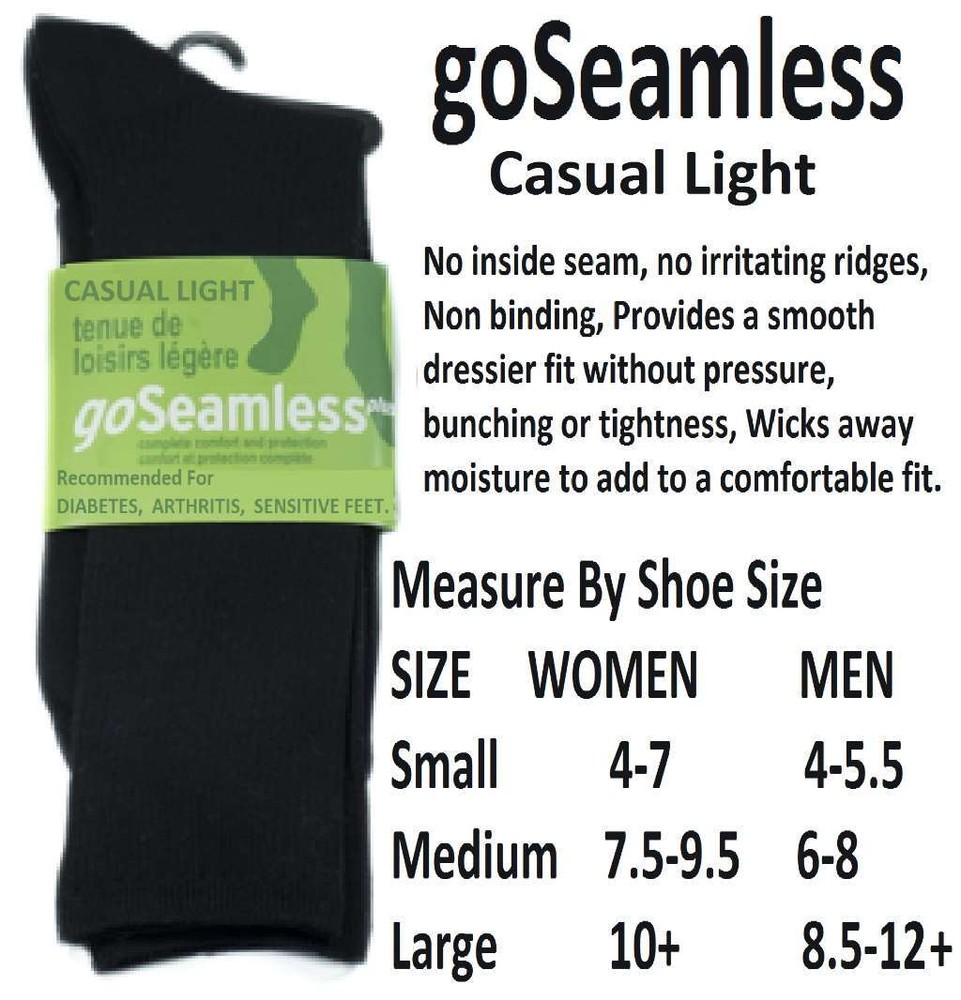 GoSeamless Casual Light Socks Black Medium