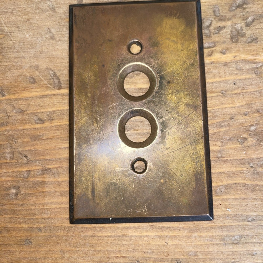 Vintage Brass Perkins Push Button Light Switch Wall Plate Covers .040 Thick