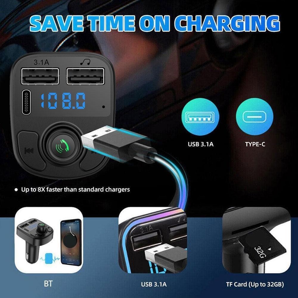 Bluetooth FM Transmitter Handsfree Car Kit Radio MP3 Q1K4 Adapter USB P2B2