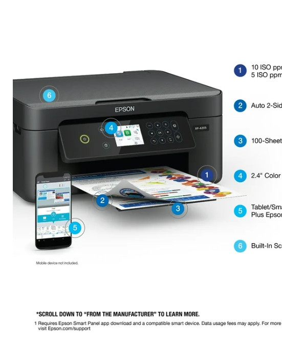 Epson Expression Home XP4205 Wireless Color Printer with Scanner and Copier