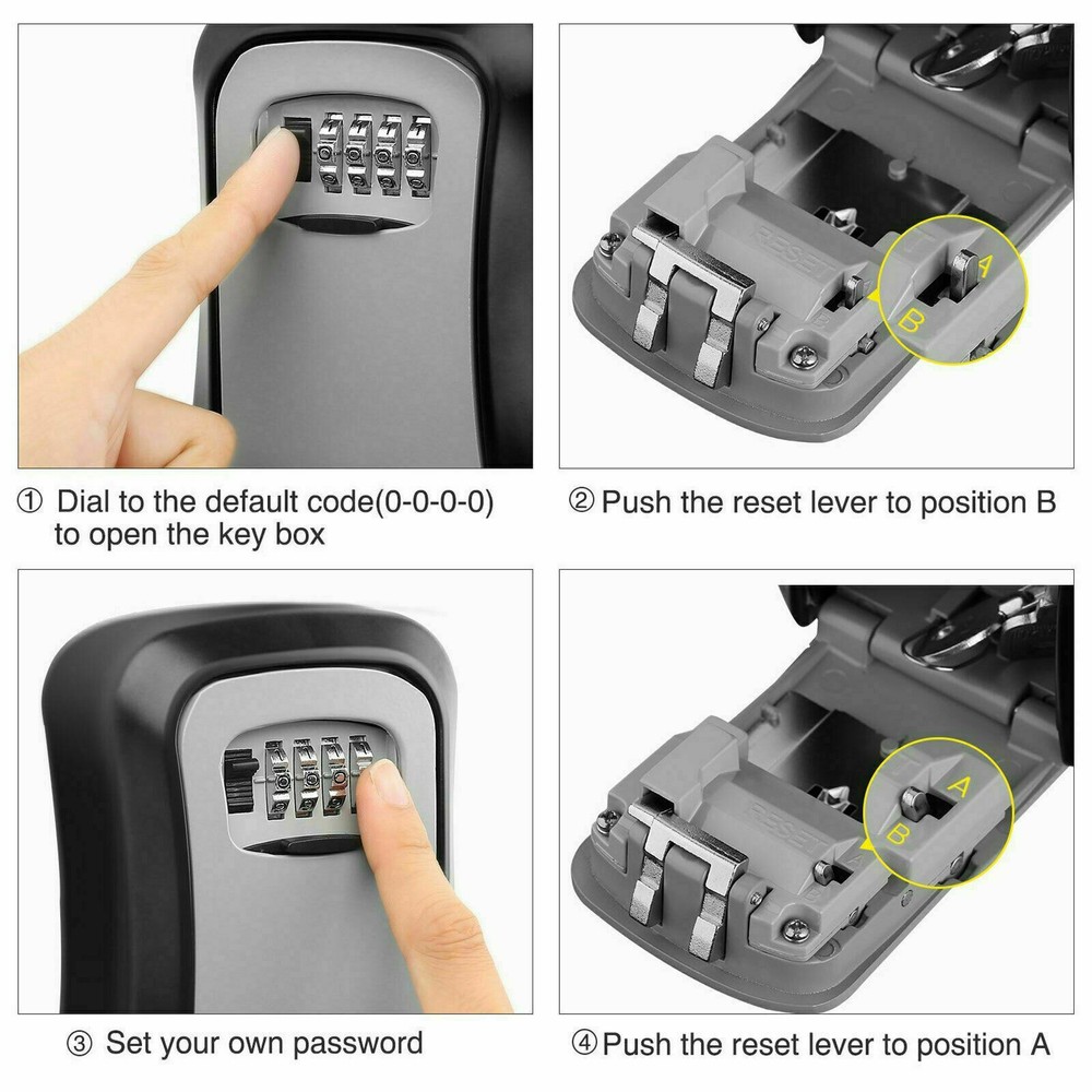 Key Safe Box 4 Digit Wall Mounted Outdoor High Security Code Lock Storage Home