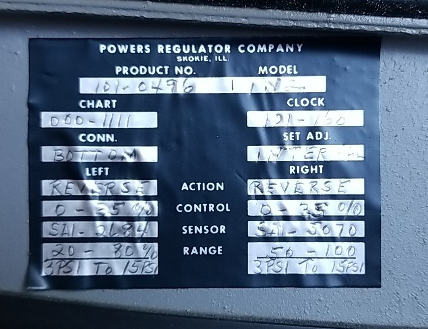 Powers Regulator Co Type 101-0496 Model IN2 Circular Chart Recorder Steampunk