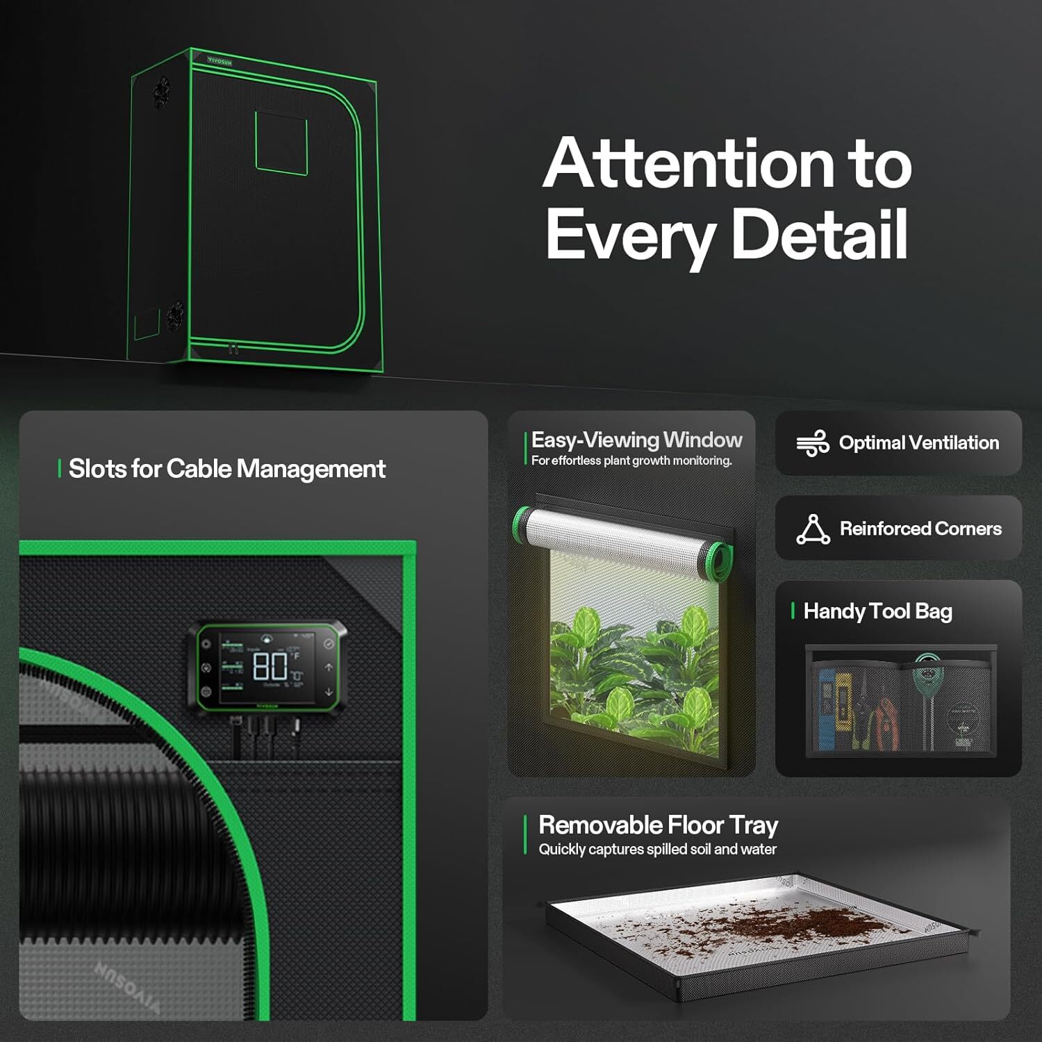 VIVOSUN 5X2FT Indoor Hydroponic Grow Tent Plant Growing Mylar Room 60"X32"X80"