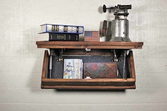 Floating Shelf with Hidden Gun Storage, shelf with Hidden Compartment