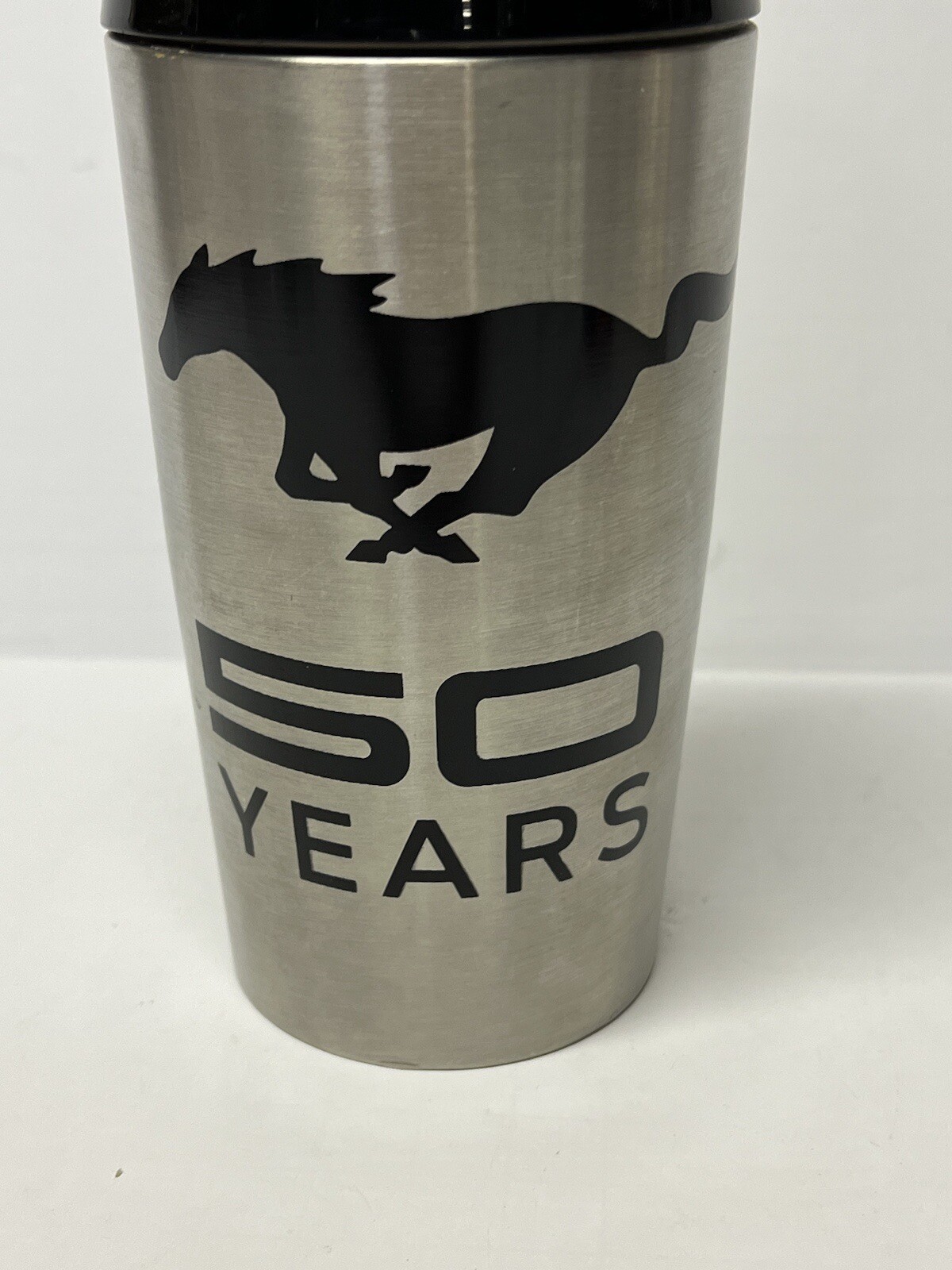 Ford Mustang 50 Years Anniversary 20 Oz Logo Silver Stainless Steel Tumbler Mug