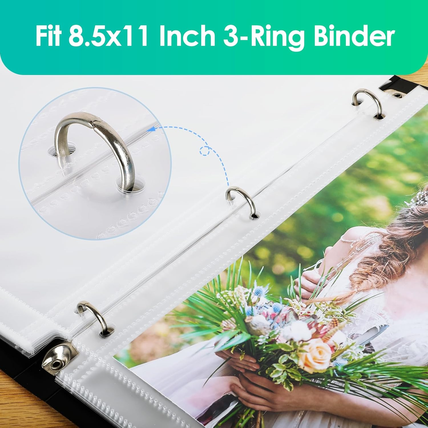 30 Pack 8x10 Photo Sleeves for 3 Ring Binder (60 Pictures), Heavy-Duty Archival