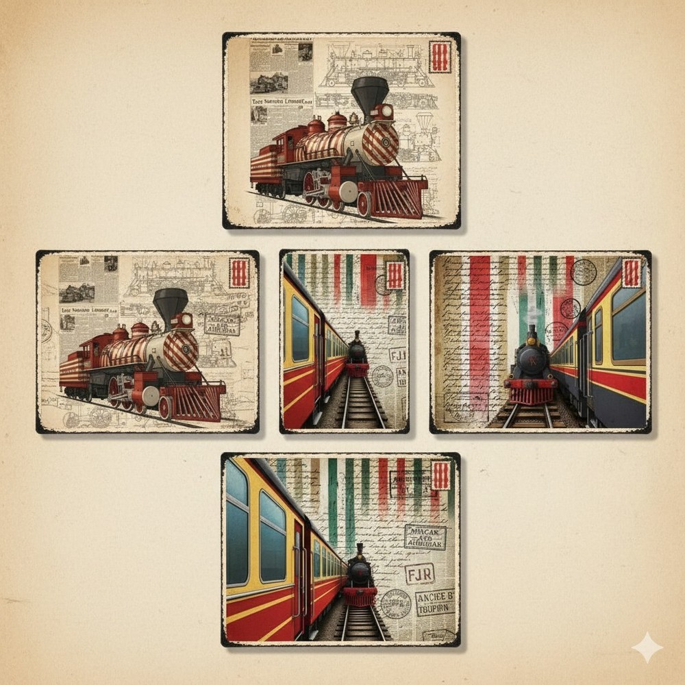 Train Tags Embellishments Junk Journal Scrapbook