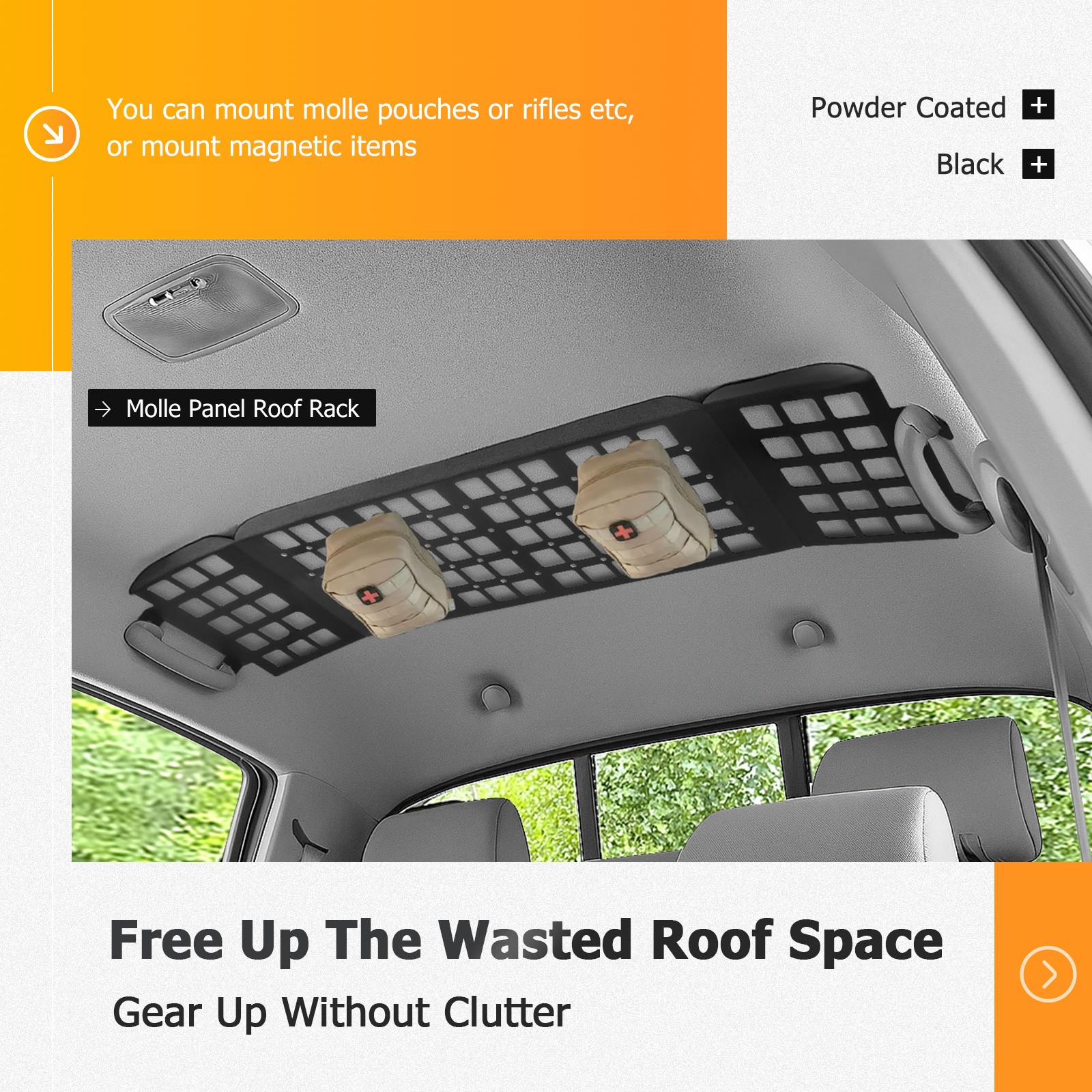 Molle Panel Roof Rack For Toyota Tacoma 2005-2015 2nd Gen Double Cab 4-Door