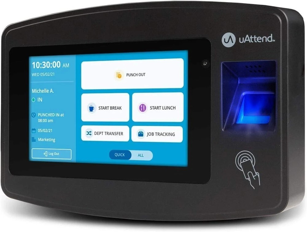 uAttend JR2000 Cloud Connected Biometric Touch Tablet Fingerprint PIN Time Clock