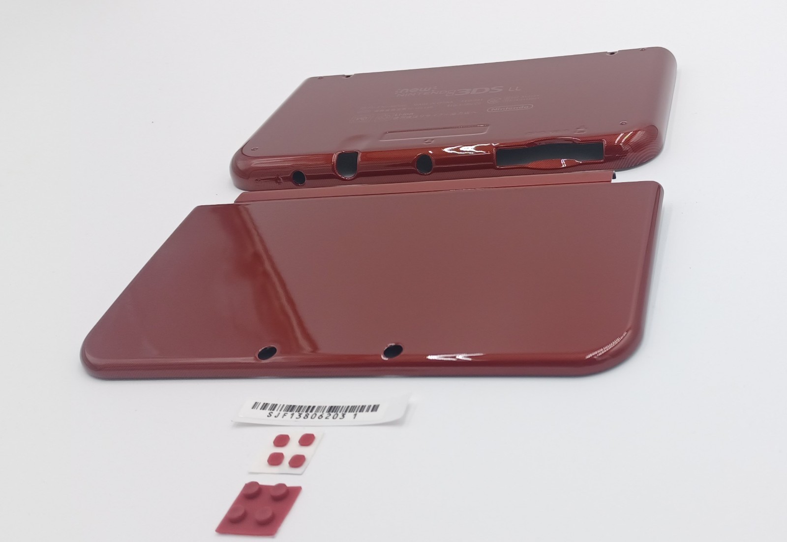 New Nintendo 3ds Xl LL Red Replacement Shells Front/Rear + Rubbers+Screws+Label