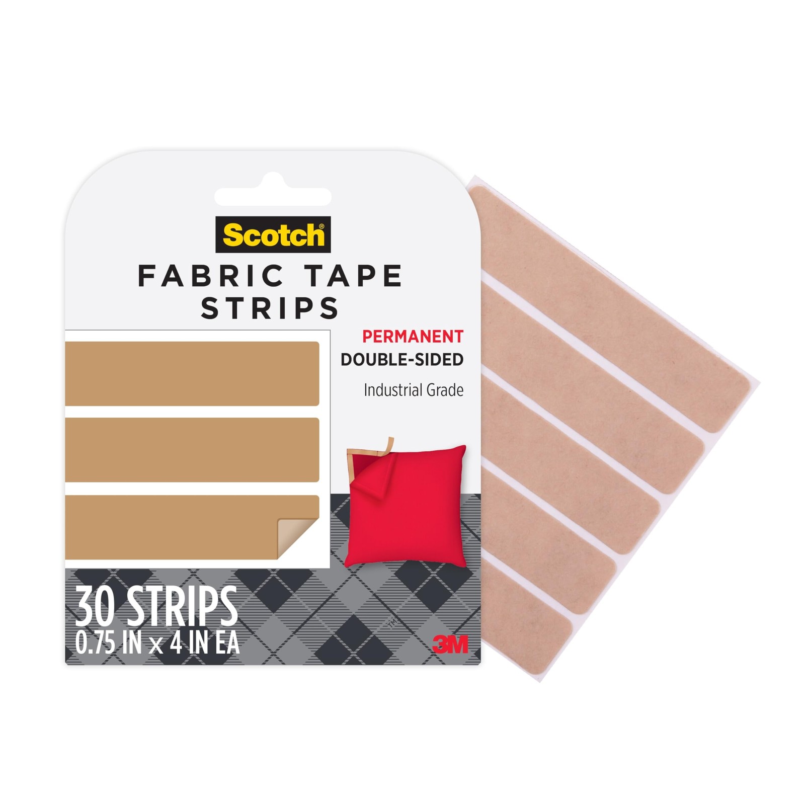 Scotch Permanent Fabric Tape Strips, 0.75 in. in x 4 x 0.01 in, Clear