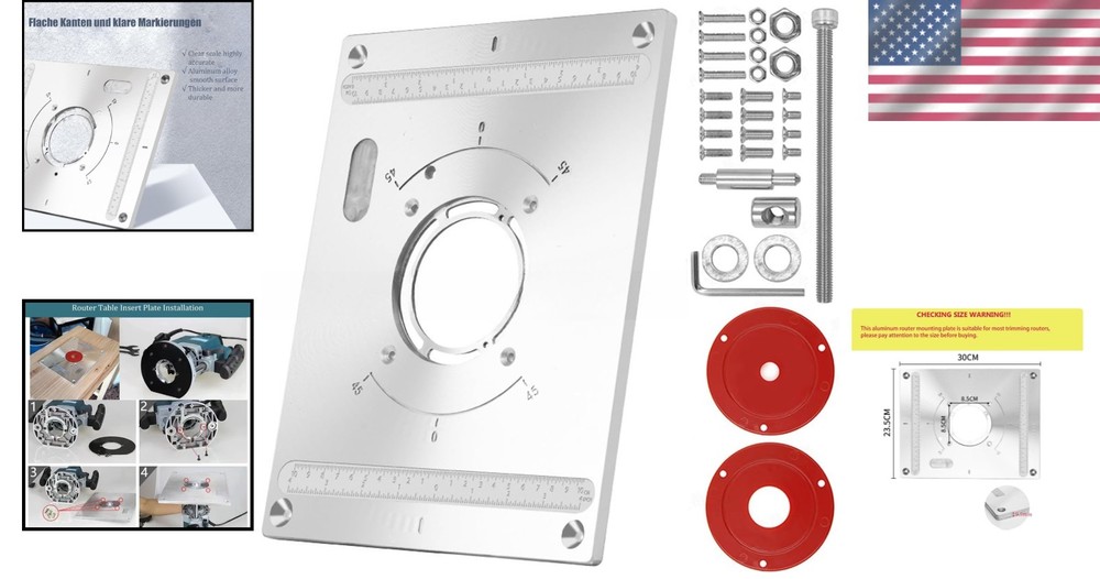 Router Table Insert Plate with Easy Installation and Precision Centering Bushing