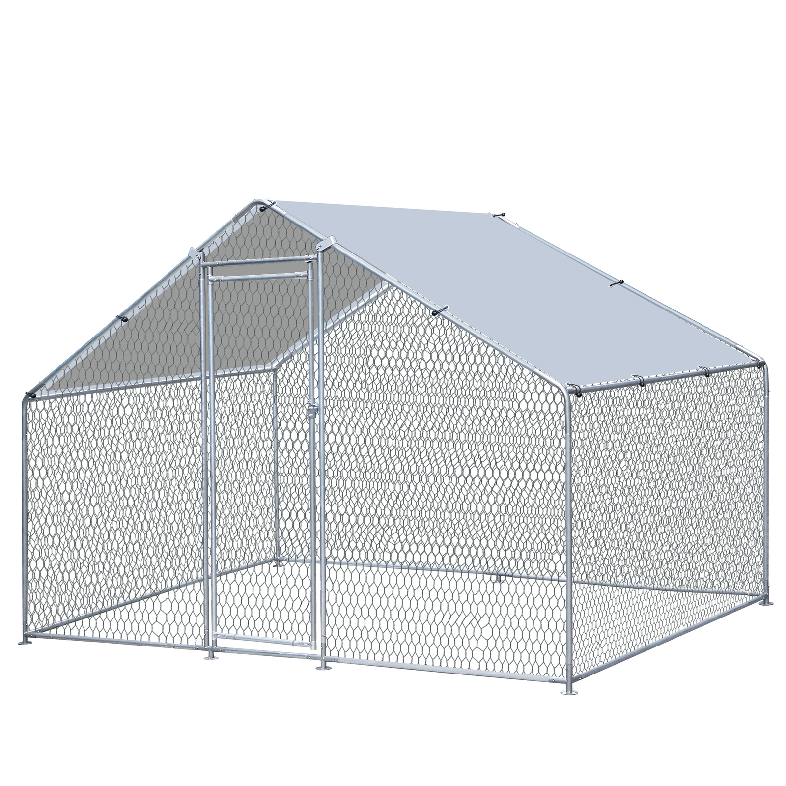 10X 6.5ft Walk-in Metal Chicken Coop Poultry Cage Pet House w/ Chicken Run Cover