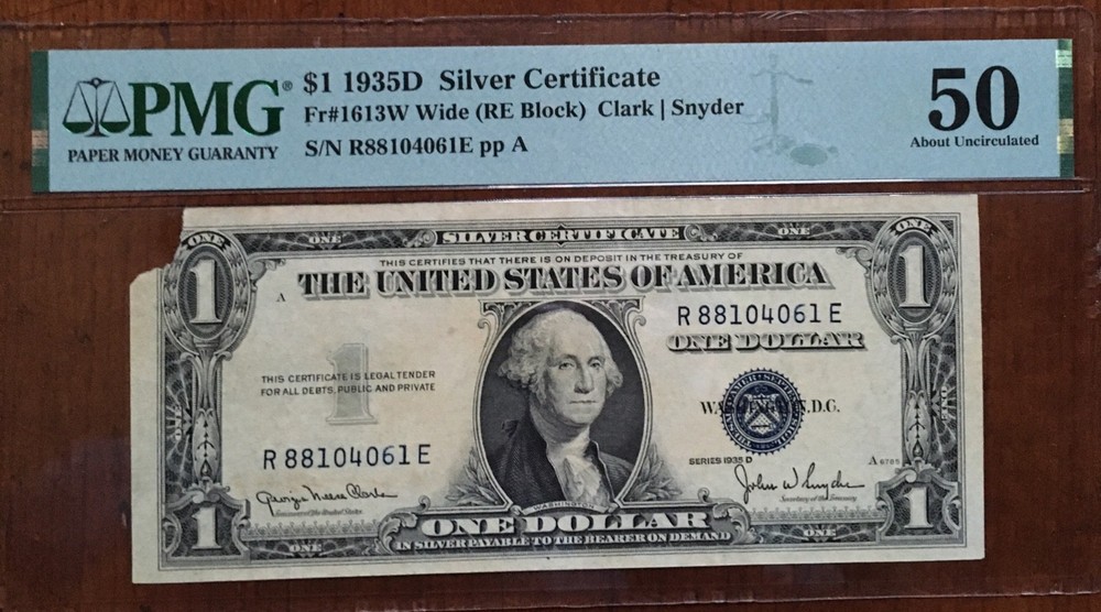 1935-D $1 Treasurer Autographed Silver Cert LOW SERIAL 61st Note Ever Printed